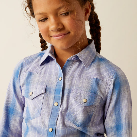 Girls Ariat Anna Sweet Lavendar Plaid Snap Shirt - 10054602