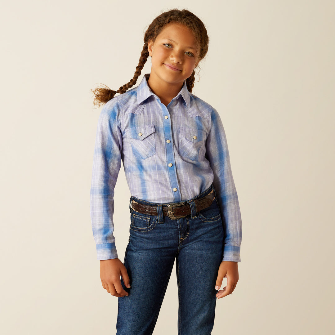 Girls Ariat Anna Sweet Lavendar Plaid Snap Shirt - 10054602