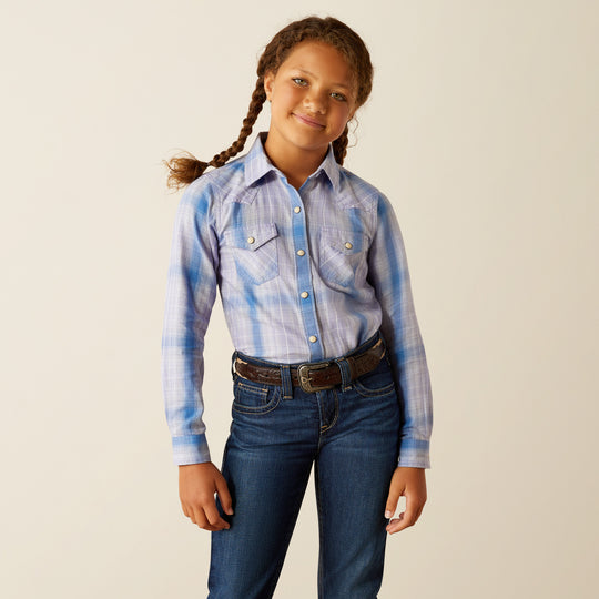 Girls Ariat Anna Sweet Lavendar Plaid Snap Shirt - 10054602
