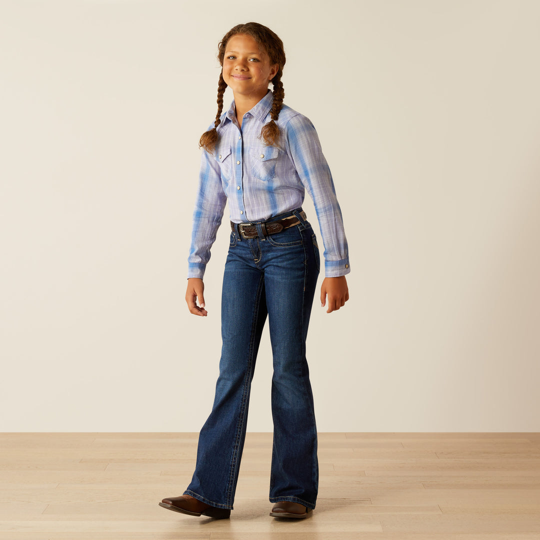 Girls Ariat Anna Sweet Lavendar Plaid Snap Shirt - 10054602