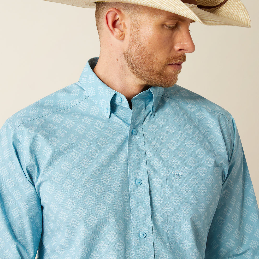 Men's Ariat Garmon Long Sleeve Turquoise Shirt - 10054645