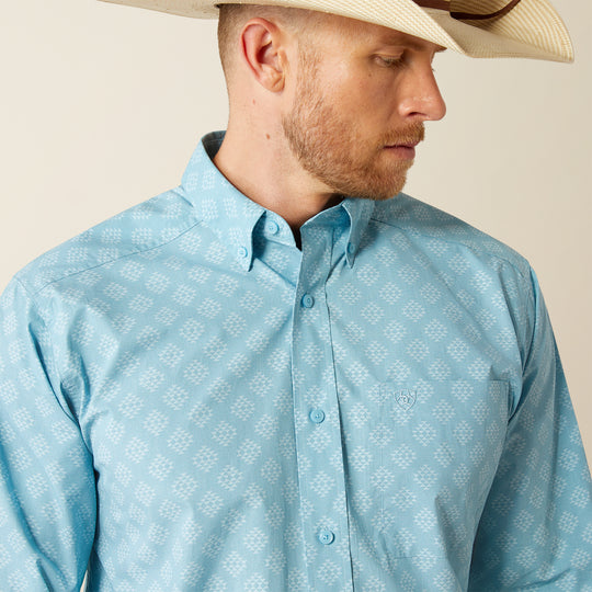 Men's Ariat Garmon Long Sleeve Turquoise Shirt - 10054645