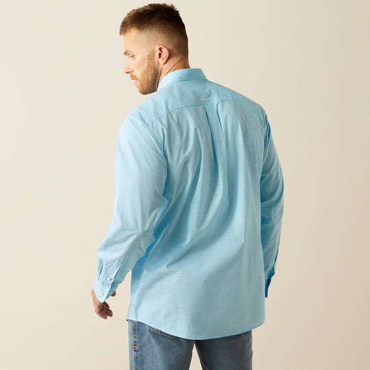 Men's Ariat Solid Slub Classic Fit Light Blue Shirt - 10058785