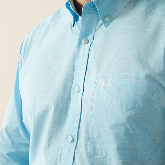 Men's Ariat Solid Slub Classic Fit Light Blue Shirt - 10058785