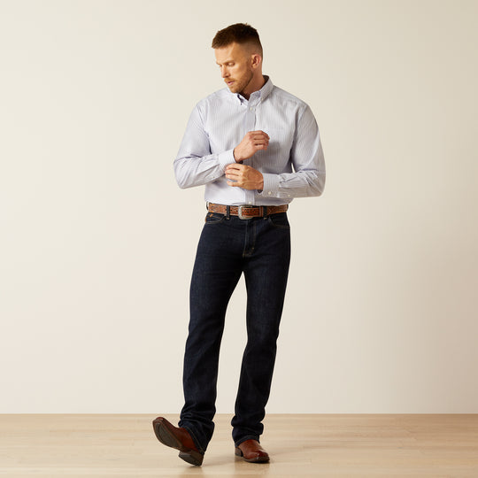 Men's Ariat Wrinkle Free Don Classic Fit Blue Shirt - 10058956