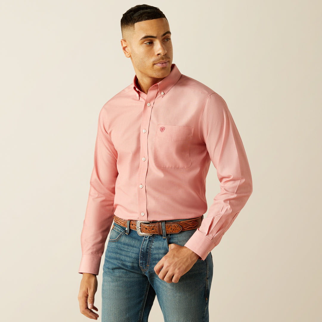 Men's Ariat Wrinkle Free Solid Fitted Shirt - 10059156