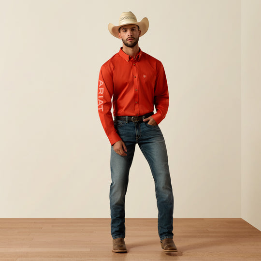 Men's Ariat Team Logo Standard Twill Classic Fit Shirt - 10073663