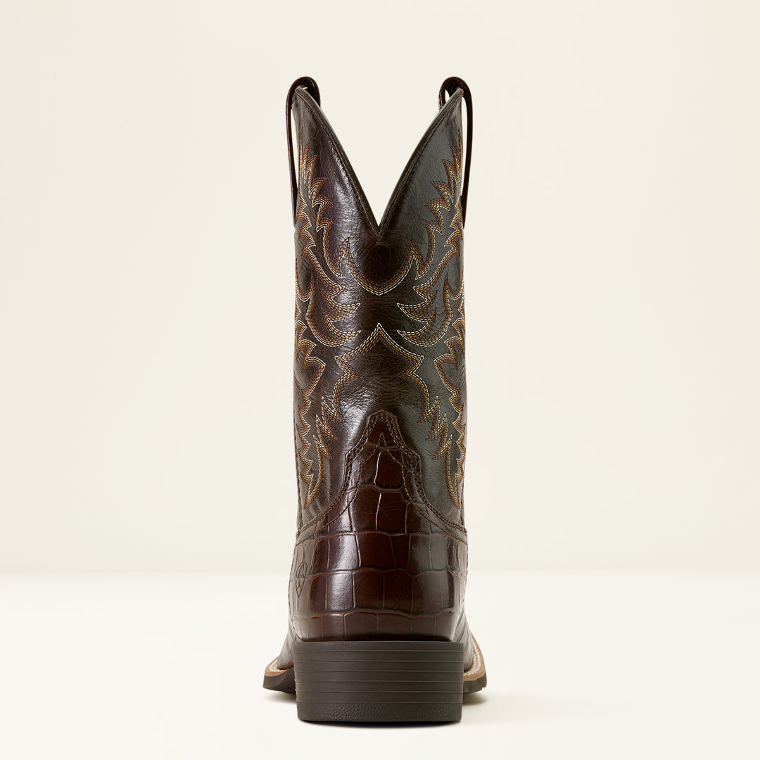 Men's Ariat Sport Latigo Chocolate Croc (PRINT) Wide Square Toe Cowboy Boot - 10074167