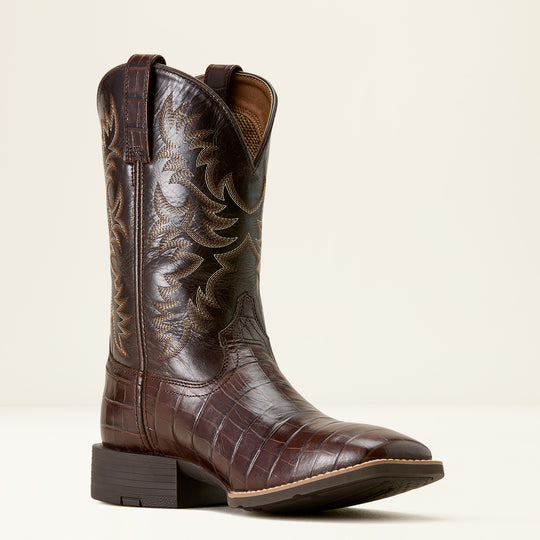 Men's Ariat Sport Latigo Chocolate Croc (PRINT) Wide Square Toe Cowboy Boot - 10074167