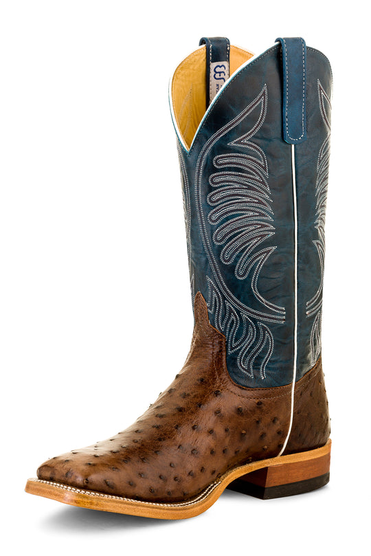 Men's Anderson Bean Kango Tabac Mad Dog Full Quill Ostrich with 13" Teal Faint Goat Tops - S3004