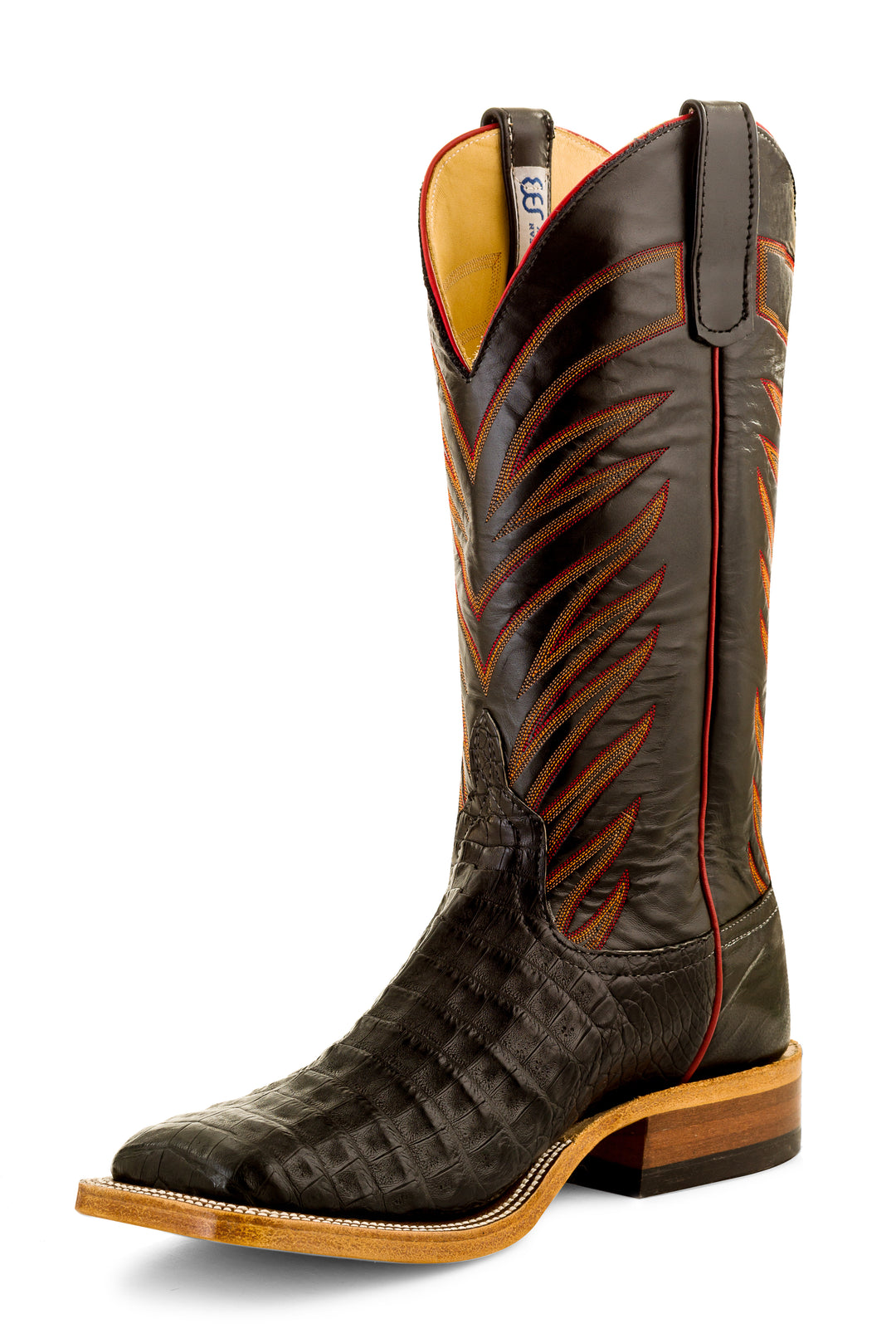Men's Anderson Bean Black Caiman Belly with 13" Black Glove Tops -S3005
