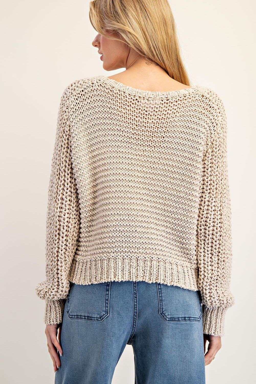 Ladies EESOME Crochet Long Sleeve Sweater - SG10641