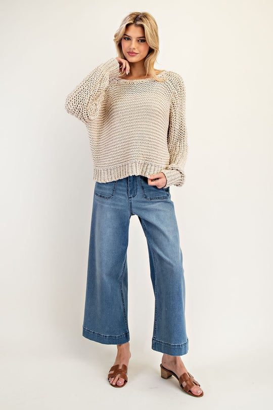 Ladies EESOME Crochet Long Sleeve Sweater - SG10641