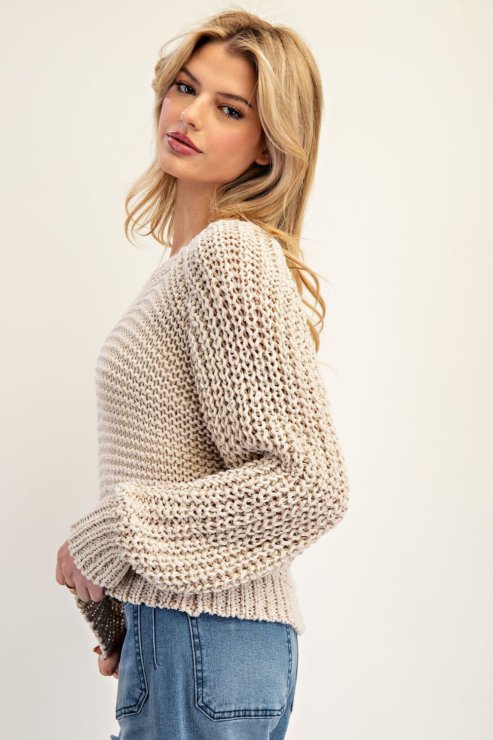 Ladies EESOME Crochet Long Sleeve Sweater - SG10641