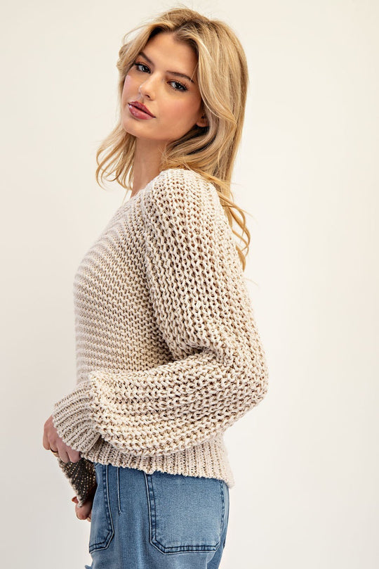 Ladies EESOME Crochet Long Sleeve Sweater - SG10641