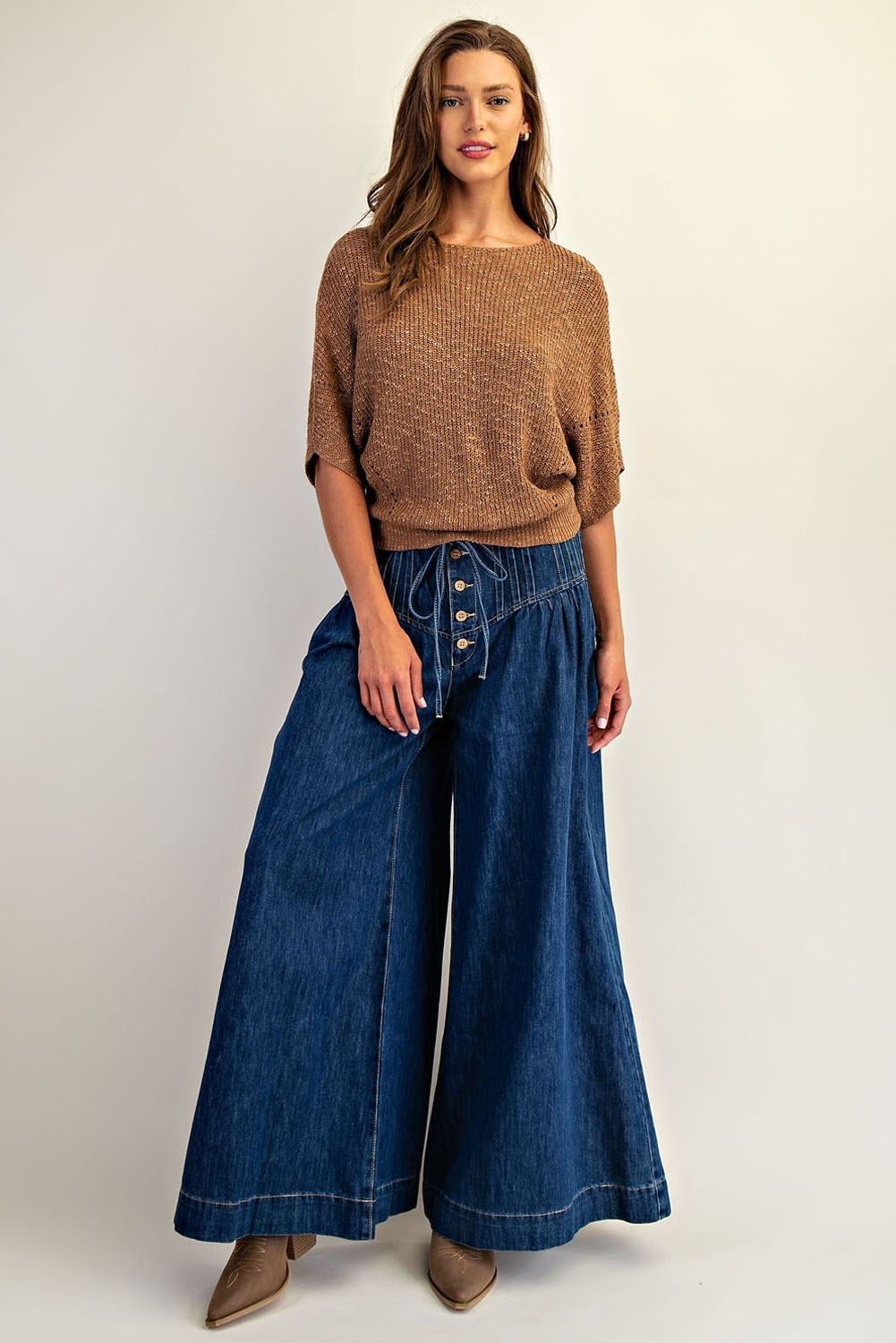 Ladies EESOME Cropped Half Dolman Sleeve Knit Sweater - SK14064