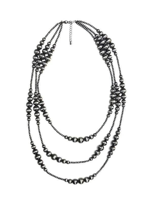 Western 3 Layer Graduated Navajo Pearl Necklace - SN0856SB