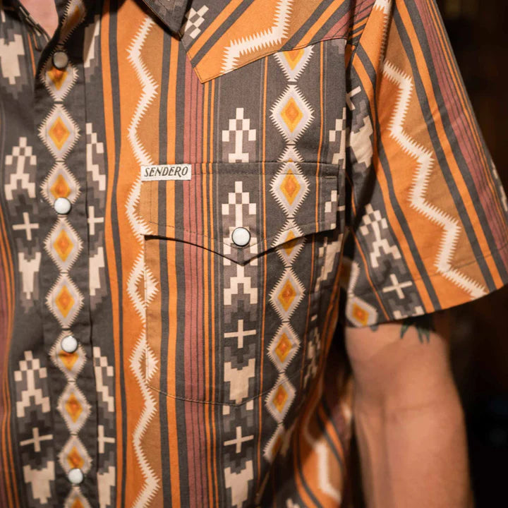 The Wyatt Pearl Snap Short Sleeve Serape Shirt - Tempe Stripe