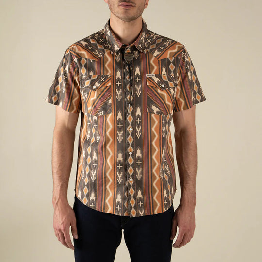 The Wyatt Pearl Snap Short Sleeve Serape Shirt - Tempe Stripe
