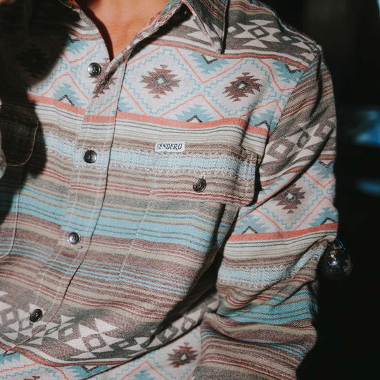 Men's Sendero Provisions Co. Boquillas Green/Clay Long Sleeve Shirt - SPCS522F13