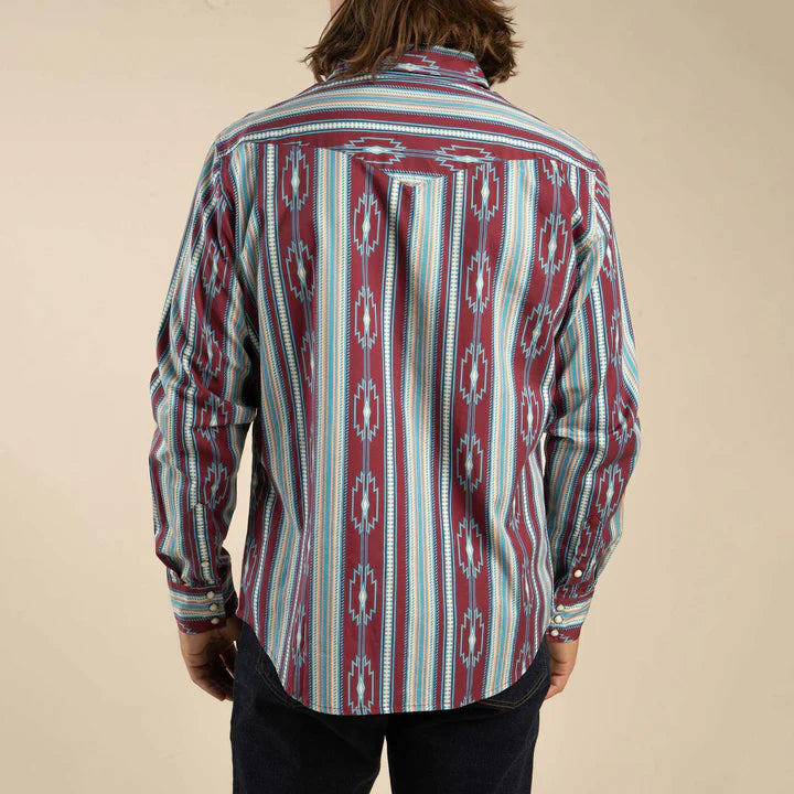 Men's Sendero Provisions Co. Wyatt Pearl Snap Long Sleeve Serape Chevron Strip Tacoma Shirt
