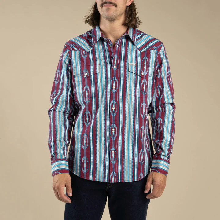 Men's Sendero Provisions Co. Wyatt Pearl Snap Long Sleeve Serape Chevron Strip Tacoma Shirt