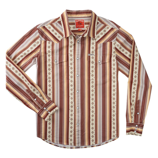 Men's Sendero Provisions Co. Wyatt Pearl Snap Long Sleeve Serape Shirt - Maroon/Clay