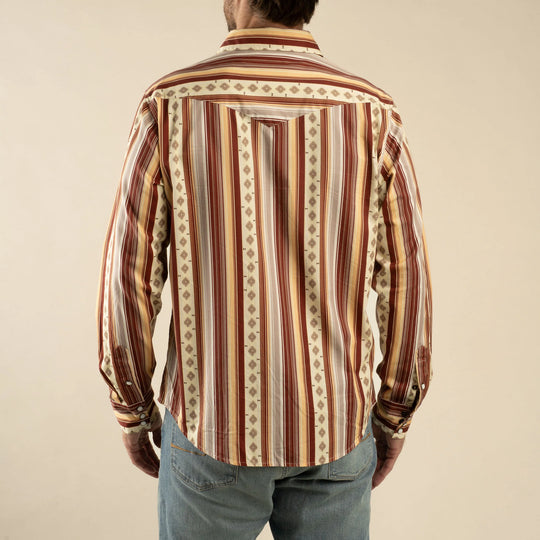 Men's Sendero Provisions Co. Wyatt Pearl Snap Long Sleeve Serape Shirt - Maroon/Clay