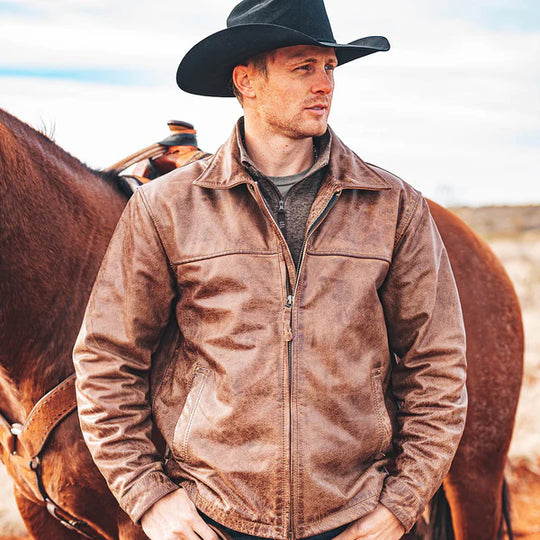 Men's STS Ranchwear Rifleman Chestnut Leather Jacket - STS5483