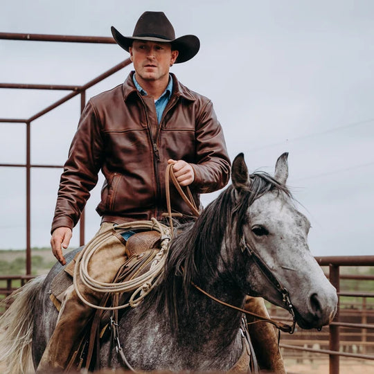 Men's STS Ranchwear Rifleman Deep Bay Leather Jacket - STS5487