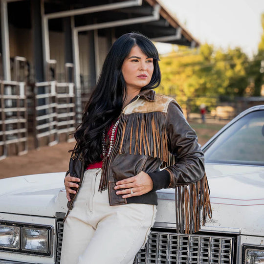 Ladies STS Ranchwear Lettie Leather Fringe Jacket - STS6243