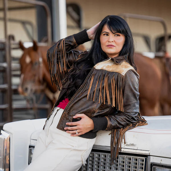 Ladies STS Ranchwear Lettie Leather Fringe Jacket - STS6243