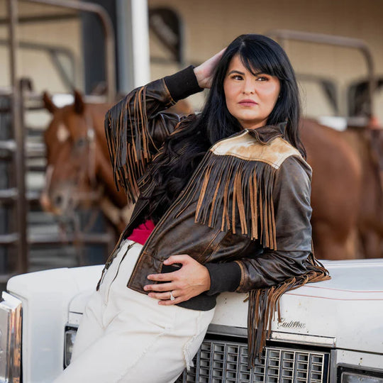 Ladies STS Ranchwear Lettie Leather Fringe Jacket - STS6243