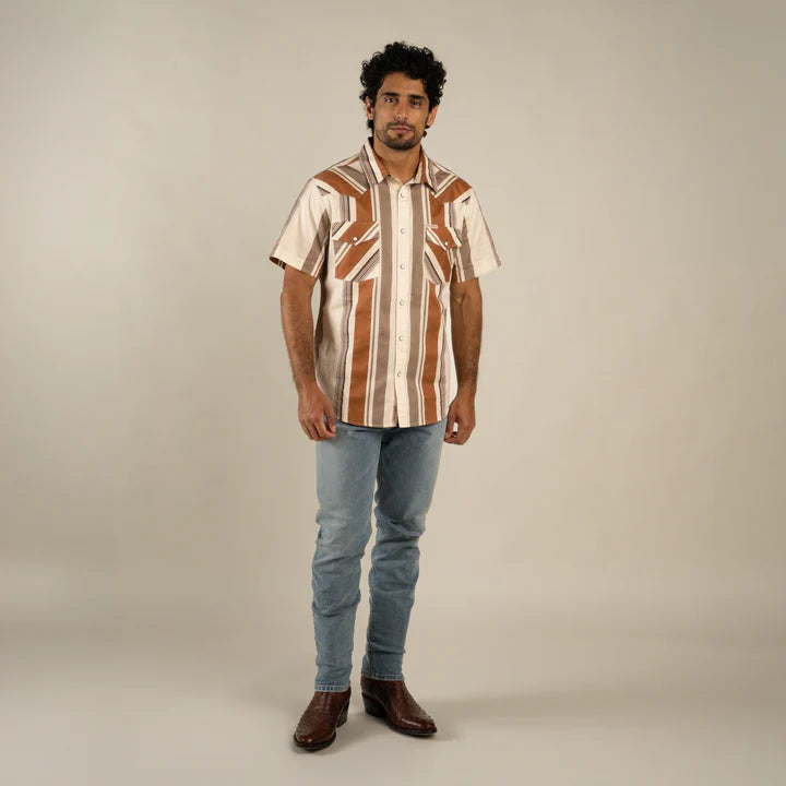 Sendero Provision Co The Wyatt Pearl Snap Short Sleeve Stagecoach Stripe Shirt