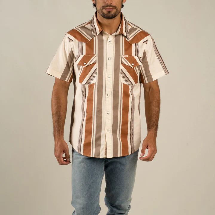 Sendero Provision Co The Wyatt Pearl Snap Short Sleeve Stagecoach Stripe Shirt