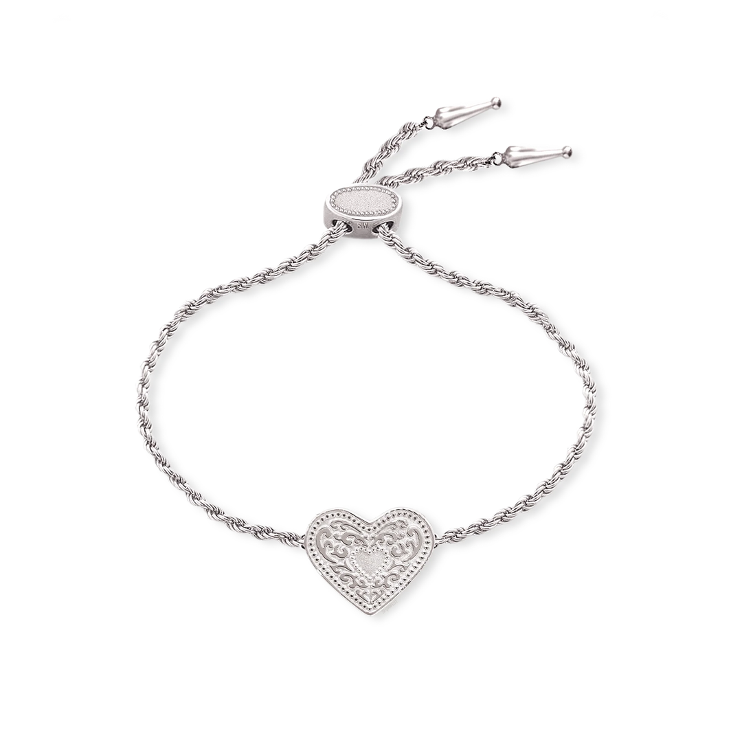 SpurWest Trading Co. Audrey Heart Bracelet - Silver