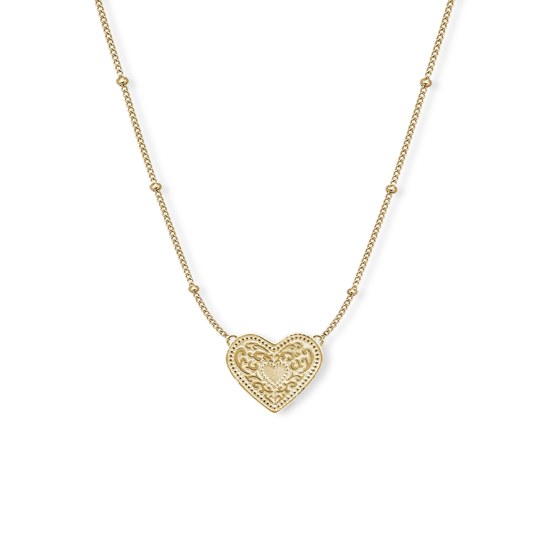 SpurWest Trading Co. Audrey Heart Necklace - Gold