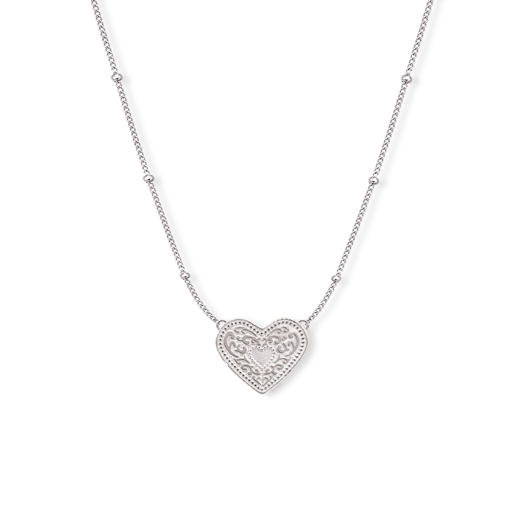 SpurWest Trading Co. Audrey Heart Necklace - Silver