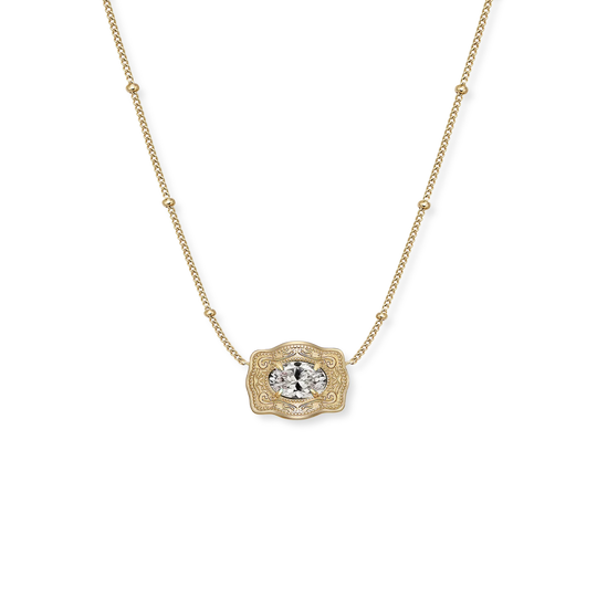 SpurWest Trading Co. Ultra Mini Gold Belt Buckle Birthstone Necklace