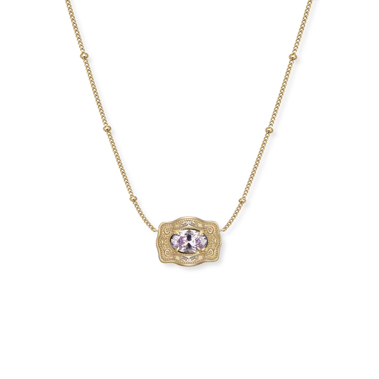 SpurWest Trading Co. Ultra Mini Gold Belt Buckle Birthstone Necklace