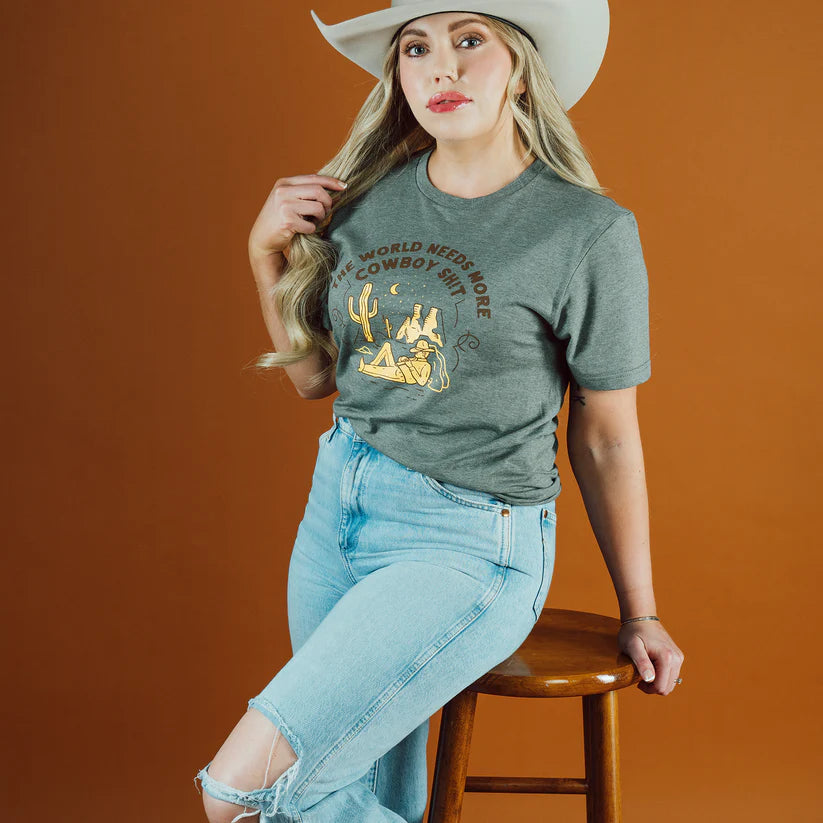 Cowboy Sh!t More Cowboy Sh!t Heather Military Gree T-Shirt - 224