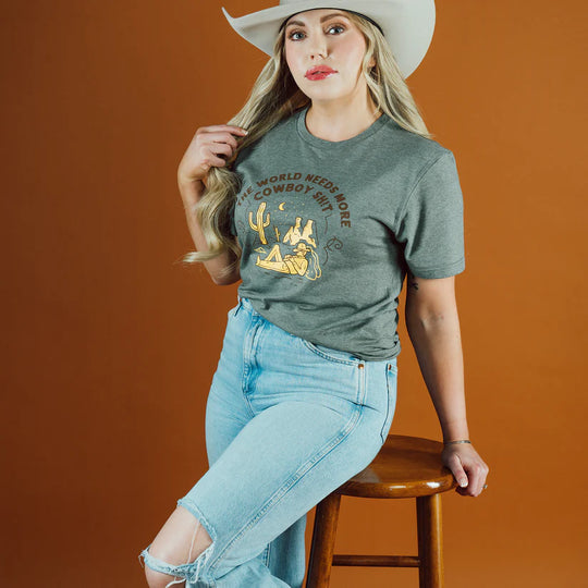 Cowboy Sh!t More Cowboy Sh!t Heather Military Gree T-Shirt - 224