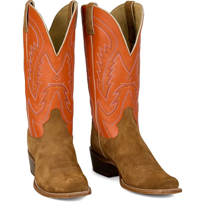 Men's Tony Lama Jax Chestnut Suede with 13" Orange Cowhide Tops - RN3541