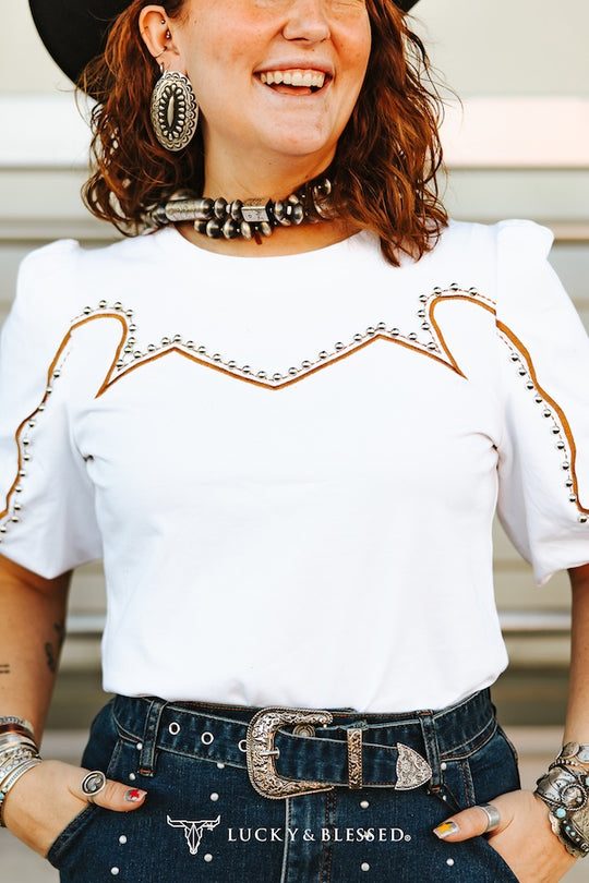Ivory Camel Contrast Puff Sleeve Blouse