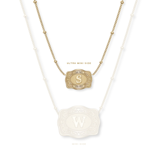 SpurWest Ultra Mini Gold Belt Buckle Necklace (Initial)