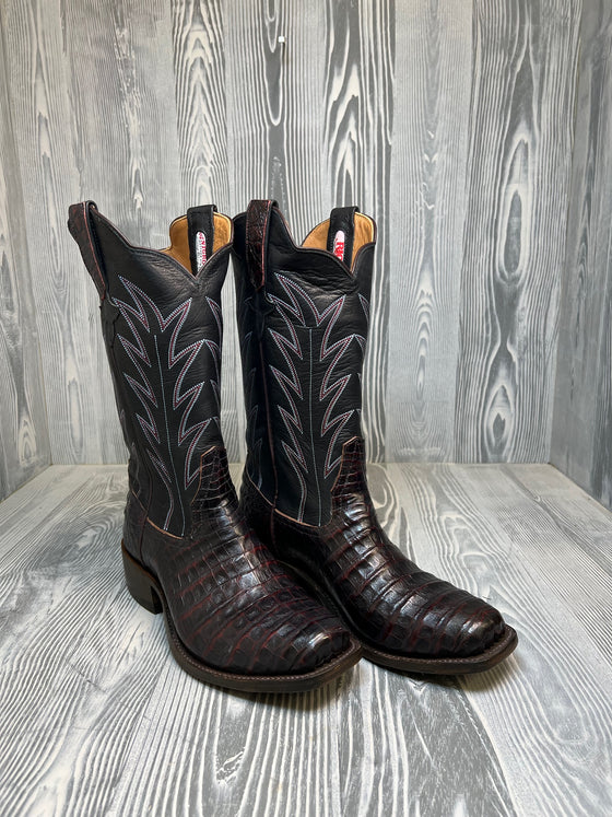 Men's Rios of Mercedes Black Cherry Caiman Belly with 13" Black Remuda Tops