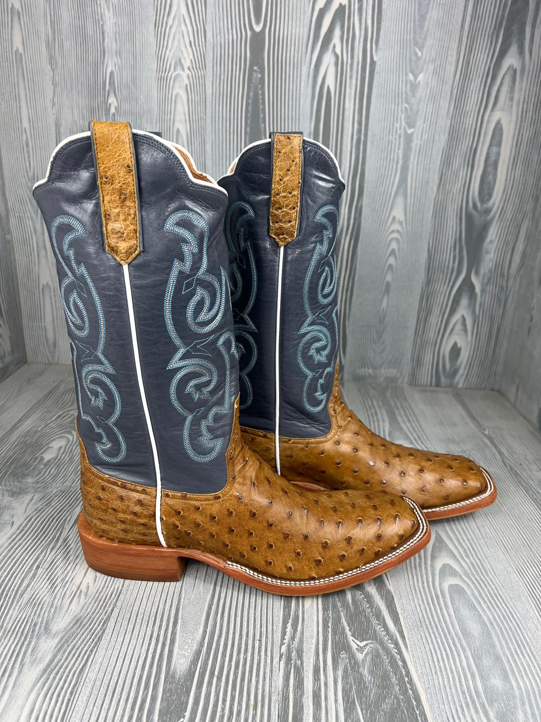 Men's Rios of Mercedes Antique Saddle MD FQ Ostrich with 13" Slate Calf Tops