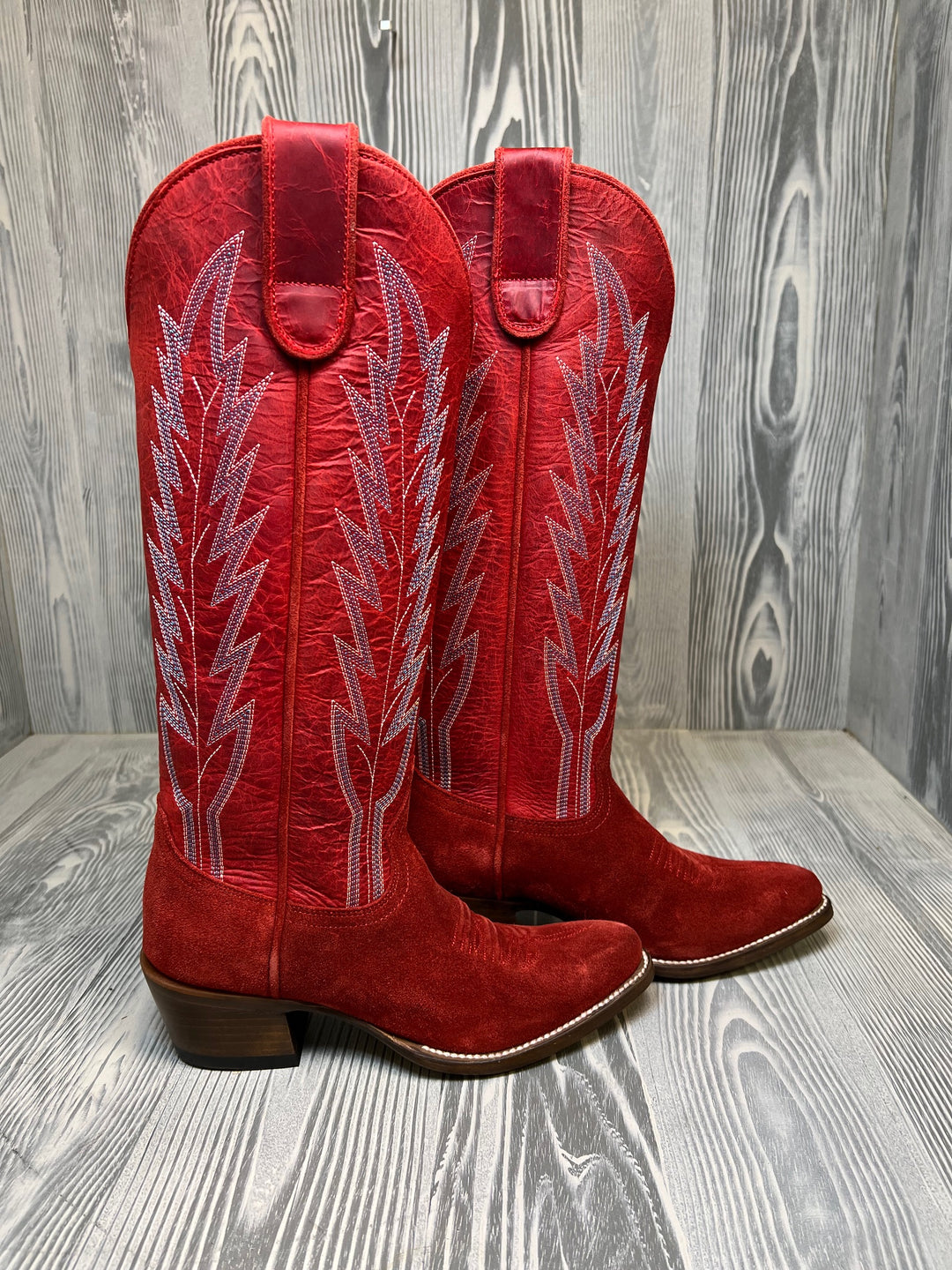 Macie Bean "Drop It Like It's Hot" Red Suede with 15" Rodeo Red Tops - M5238