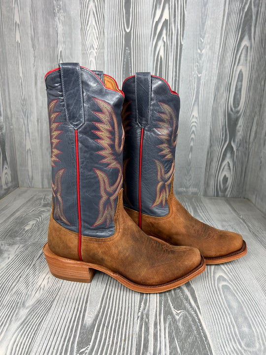 Men's Rios of Mercedes Saddle Elk Butt with 13" Blue Slate Calf Skin Tops - Style 104
