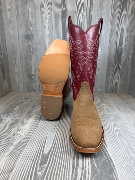 Men's Rios of Mercedes Pecan Excel Rough Out with 13" Burgundy Calf Skin Tops - Style # 136